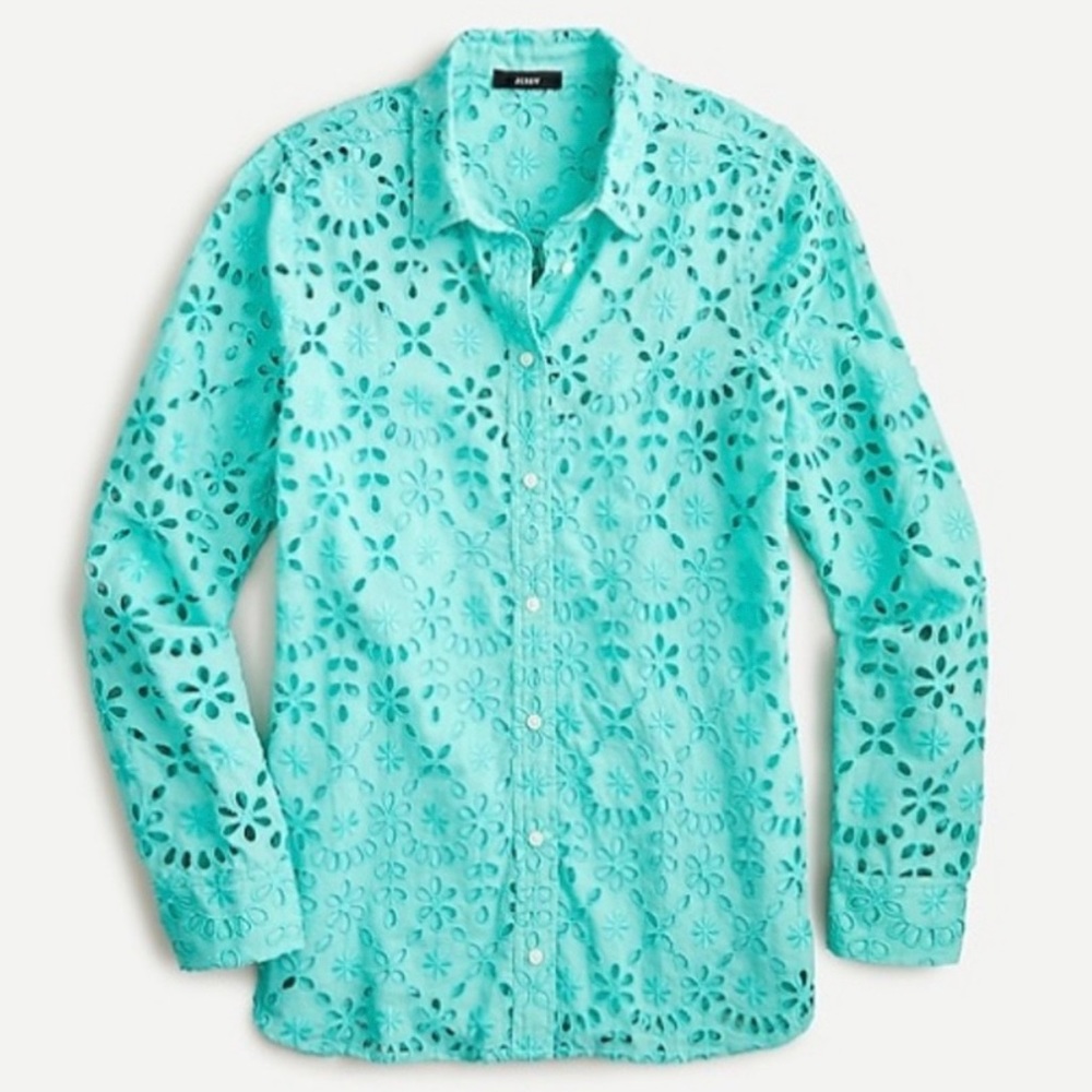J.Crew Eyelet Shirt in Bright Spearmint